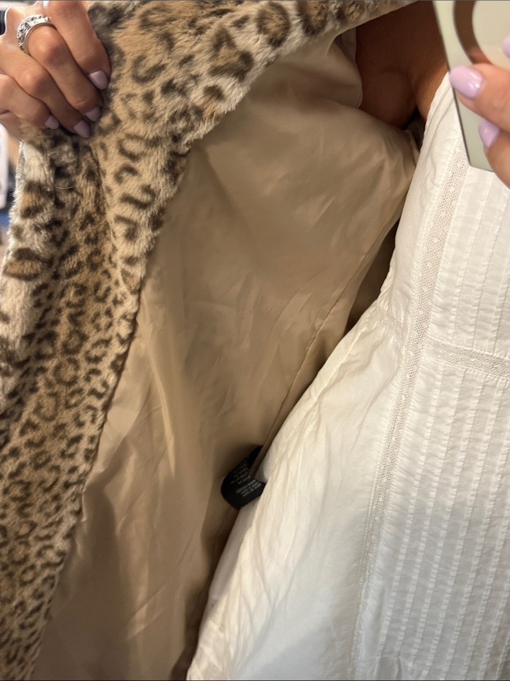 Leopard Faux Fur Teddy Coat - Beige - Picture 3 of 4